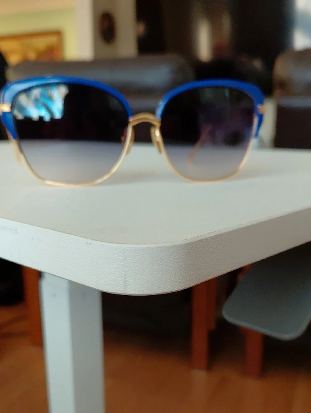Men/ Women DITA FIRAZ Blue Gradient Cat-Eye Sunglasses with Gold Frame